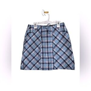 OLD COLLEGE INN Y2K Plaid Stretch Cotton A Line With Pockets Mini Skirt